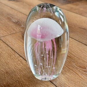 Dynasty Gallery Glass Art Pink Jellyfish Paper Weight Hand Blown Heavy 4.2 lbs.